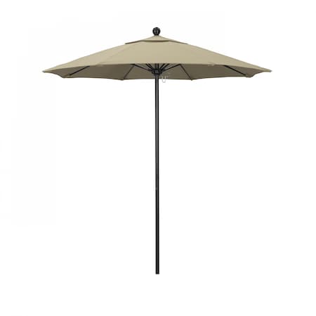 California Umbrella 7.5' Black Aluminum Market Patio Umbrella, Pacifica Beige 194061334959